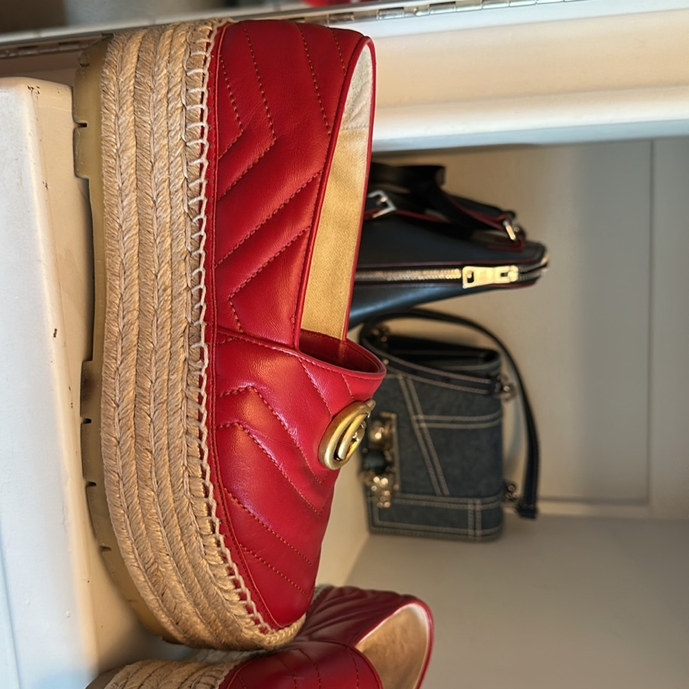 Gucci Red Espadrille Loafers 38.5 - Picture 5 of 9